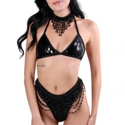 THE LUMI SHOP FULL OUTFITS FULL OUTFIT- Black Angel(Top+Bottom+Skirt+Harness)