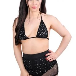 THE LUMI SHOP Black Rhinestone Shorts Set Sequin Sets