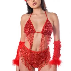 THE LUMI SHOP SUMMER 2022 Hand Stitched Sequin High Waisted Bottoms- Valentine