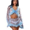 THE LUMI SHOP FULL OUTFIT - Blue Fuzzy 3D Floral Set W/ Hair Gem SPRING 2022