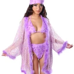 THE LUMI SHOP Signature Sequin Kimonos Fuzzy Sequin Kimono- Lilac Daisy