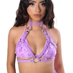 THE LUMI SHOP Tops Lilac Vegan Leather Harness Top
