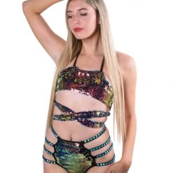 THE LUMI SHOP Karmic Energy Sequin Tie Top