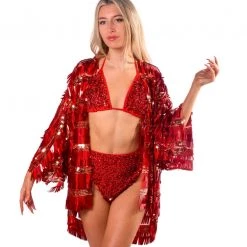 Lumishopusa Sequin Kimono - Ruby