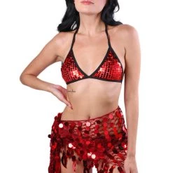 THE LUMI SHOP Sequin Wrap Skirt- Maroon