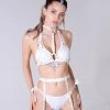 THE LUMi SHOP White Devil Harness Top & Bottom Set Sequin Sets