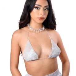 THE LUMI SHOP White Rhinestone Tassel Set