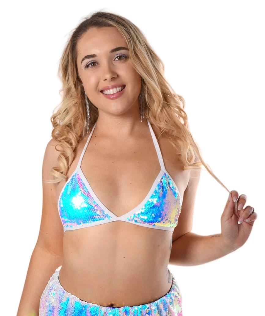 THE LUMi SHOP Iridescent Ice Sequin Triangle Top Sequin Tops 5 THE LUMi SHOP Iridescent Ice Sequin Triangle Top Sequin Tops