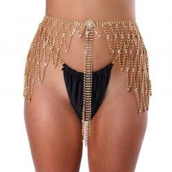 THE LUMI SHOP Gold Drip Rhinestone Belt SUMMER 2022
