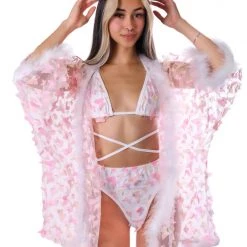 THE LUMI SHOP Fuzzy 3D Kimono- Pink Butterfly FUZZY 3D SETS