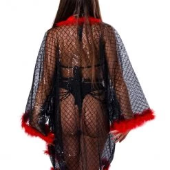 THE LUMI SHOP Fuzzy Sequin Kimono- Gothic