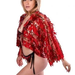 THE LUMi SHOP Special Sequin Kimonos Ruby Red Sequin Jacket