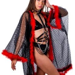 THE LUMI SHOP Fuzzy Sequin Kimono- Gothic