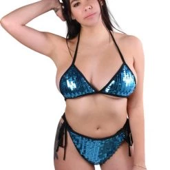 THE LUMI SHOP Aqua Blue Sequin Set