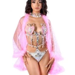 THE LUMI SHOP SUMMER 2022 FULL OUTFIT-Pink Ladybug Carnival Set(Top+Bottom+Kimono+Necklace)