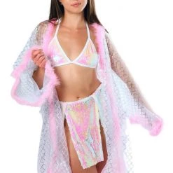THE LUMI SHOP Fuzzy Sequin Kimono- Ice Cream Signature Sequin Kimonos