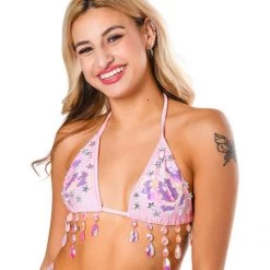 THE LUMi SHOP Hand Stitched Sequin Top- Pink Butterfly Dream HAND-STITCHED