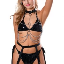 THE LUMI SHOP Bad Gal Vegan Leather Harness Set Sequin Sets