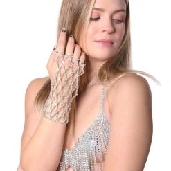 THE LUMi SHOP Silver Rhinestone Hand Glove