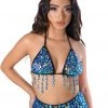 THE LUMI SHOP Hand Stitched Sequin Top- Blue Sapphire SUMMER 2022