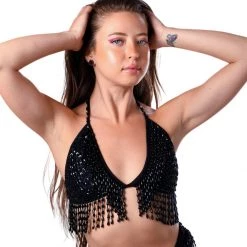 THE LUMi SHOP Hand-Stitched Sequin Bra Top - Midnight