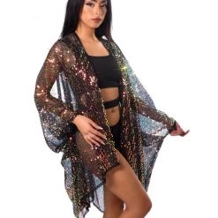 THE LUMI SHOP Sequin Kimono- Disco Black