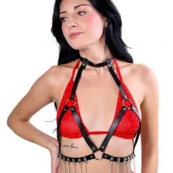 THE LUMI SHOP Black Valentine Harness Top Tops