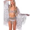 THE LUMI SHOP Sequin Tassel Kimono- Disco Silver SPRING 2022