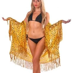 THE LUMI SHOP SPRING 2022 Sequin Tassel Kimono- Gold Treasure