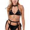 THE LUMI SHOP Bad Gal Vegan Leather Harness Set Sequin Sets