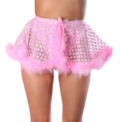 THE LUMI SHOP FUZZY 3D SETS Pink Daisy Fuzzy 3D Sequin Skirt