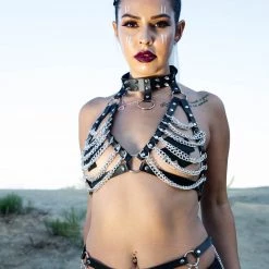 THE LUMI SHOP Techno Black Harness Chain Top