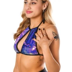 THE LUMi SHOP Sequin Halter Top - Amethyst