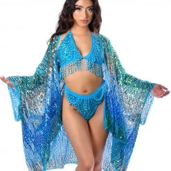 Lumishopusa Sequin Kimono - Blue Waves Signature Sequin Kimonos