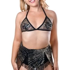 THE LUMi SHOP Gold Fireworks Handcrafted Sequin Set (Top & Skirt)