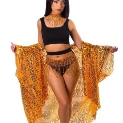 THE LUMI SHOP Sequin Kimono- Amber Gold