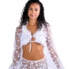 THE LUMI SHOP White Blossom Fuzzy 3D Floral Top