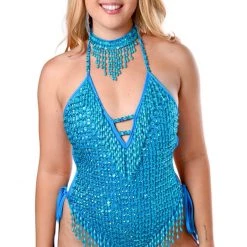 THE LUMi SHOP Hand Stitched Sequin Choker/Necklace - Pixie Blue