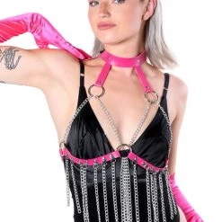THE LUMI SHOP Hot Pink Harness Chain Top