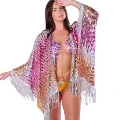 THE LUMI SHOP Sequin Tassel Kimono- Pink Glitter Signature Sequin Kimonos