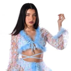 THE LUMI SHOP Blue Butterfly Fuzzy 3D Top FUZZY 3D SETS