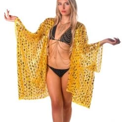 THE LUMI SHOP Sequin Kimono- Gold Treasure