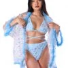 THE LUMI SHOP Fuzzy 3D Kimono- Blue Butterfly