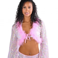 THE LUMI SHOP FUZZY 3D SETS Pink Candy Fuzzy 3D Sequin Top