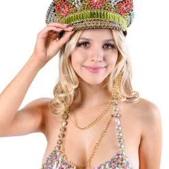 THE LUMI SHOP Golden Pink Rhinestone Festival Hat SPRING 2022