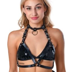 THE LUMi SHOP Tops Black Angel Vegan Leather Harness Top