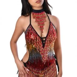 THE LUMI SHOP SUMMER 2022 Hand Stitched Bodysuit- Scarlet