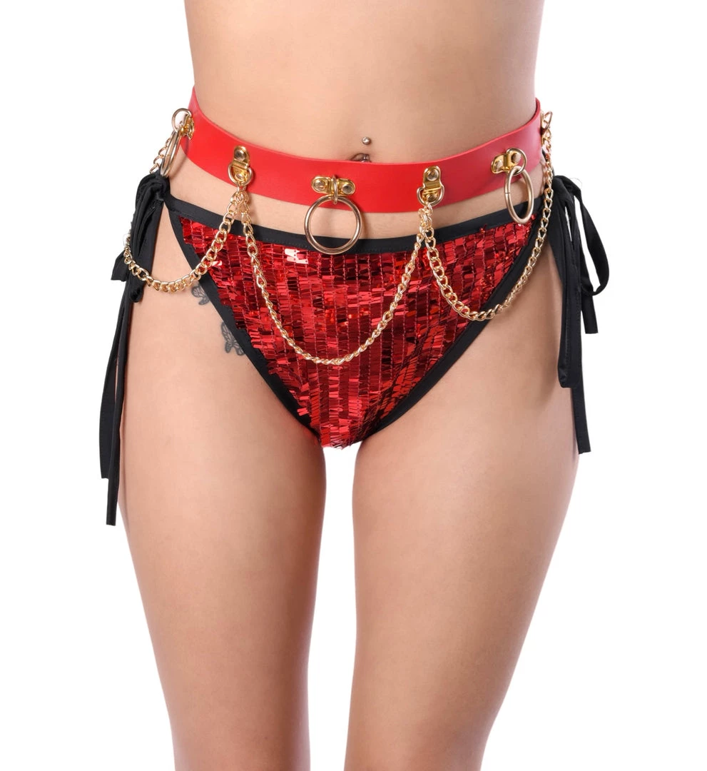 THE LUMI SHOP Red/Gold Vegan Leather Harness Belt HARNESSES & CHAINS 3 THE LUMI SHOP Red/Gold Vegan Leather Harness Belt HARNESSES & CHAINS