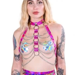 THE LUMI SHOP HARNESSES & CHAINS Space Hologram Hoop Harness Belt