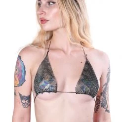 THE LUMI SHOP Sequin Sets Black Rhinestone Bikini Tassel Set